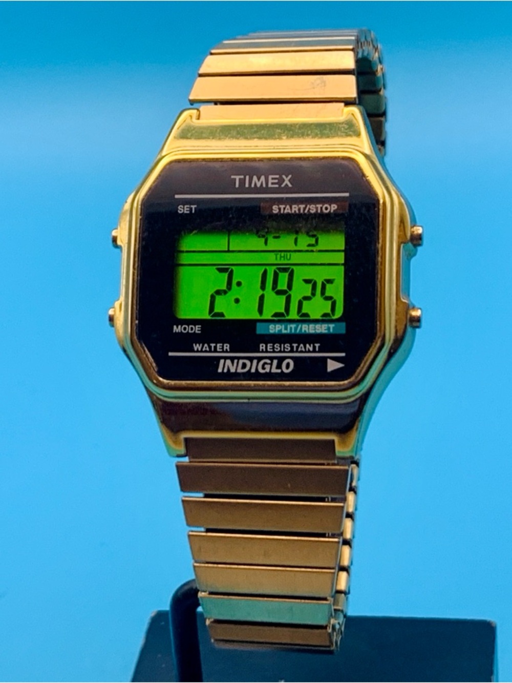 TIMEX 2022 T78677 Men’s Digital Stretch Bracelet Wristwatch Indiglo Chrono Works